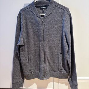 Express Men's Charcoal Zip-Up Sweater